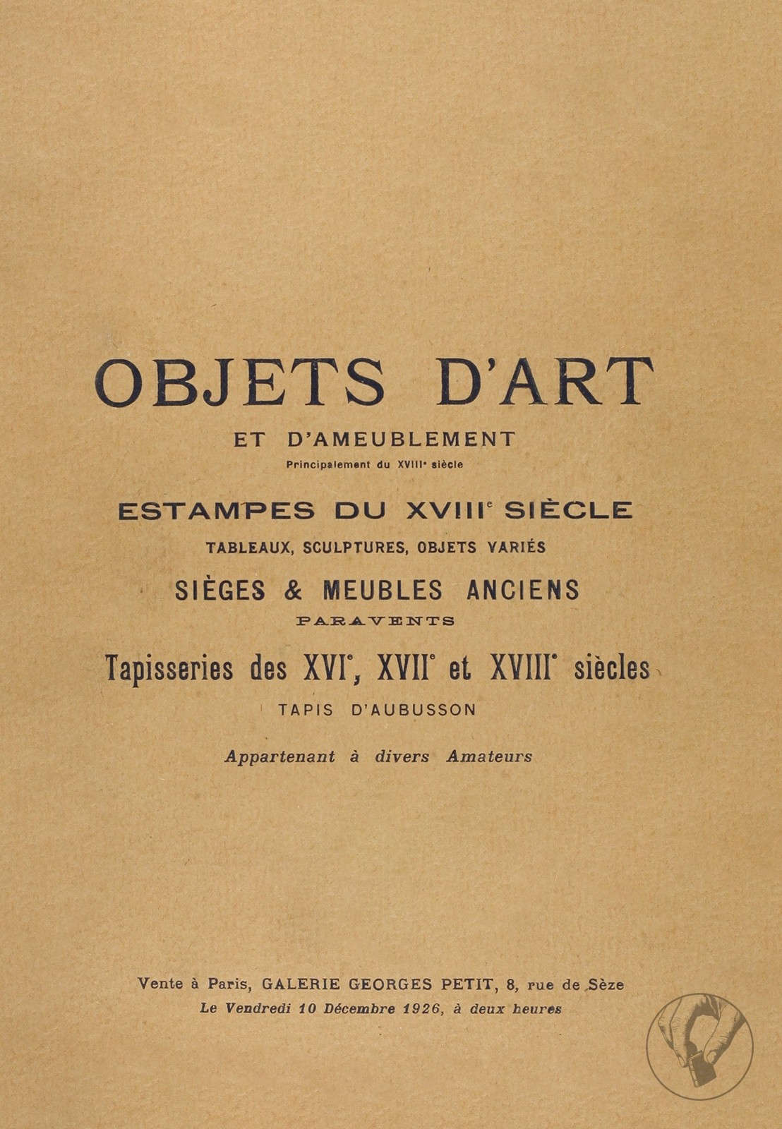 Objets d'Art et d'Ameublement