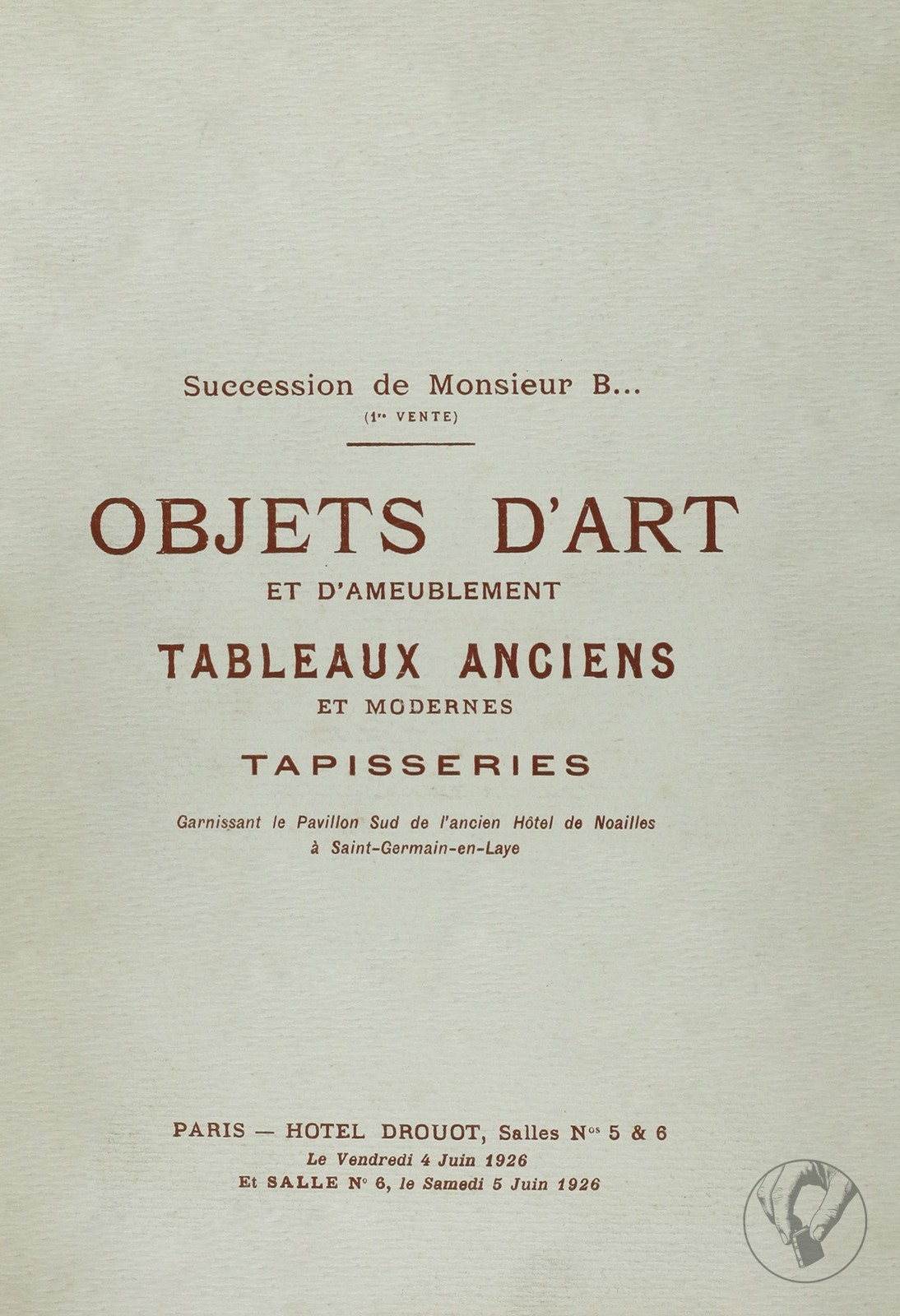 Succession de Monsieur B - Catalogue d'Objets d'Art et d'Ameublement