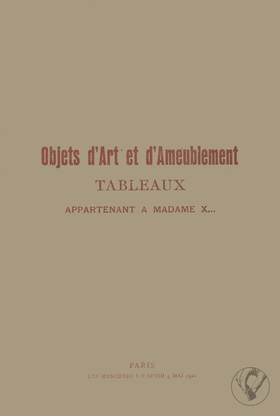 Objets d'Art et d'Ameublement - Tableaux