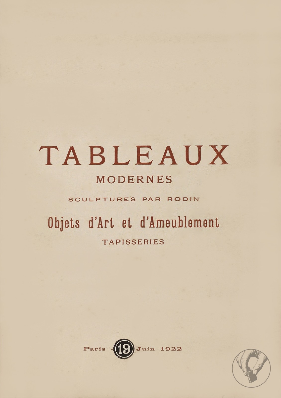 Catalogue des Tableaux Modernes