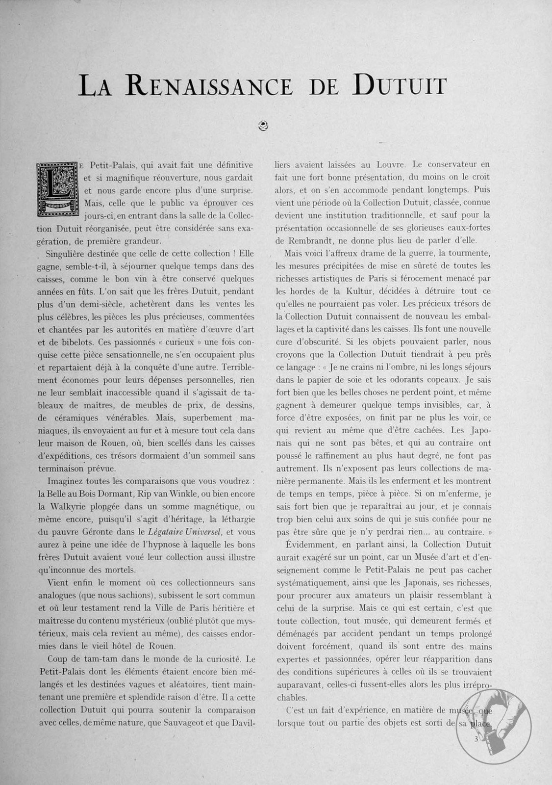 La Renaissance de l'art français et des industries de luxe