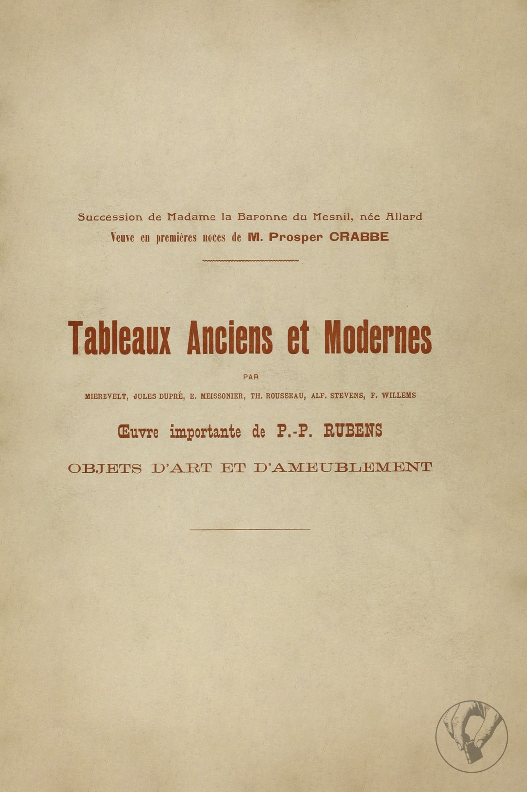 Succession de Madame la Baronne du Mesnil, née Allard