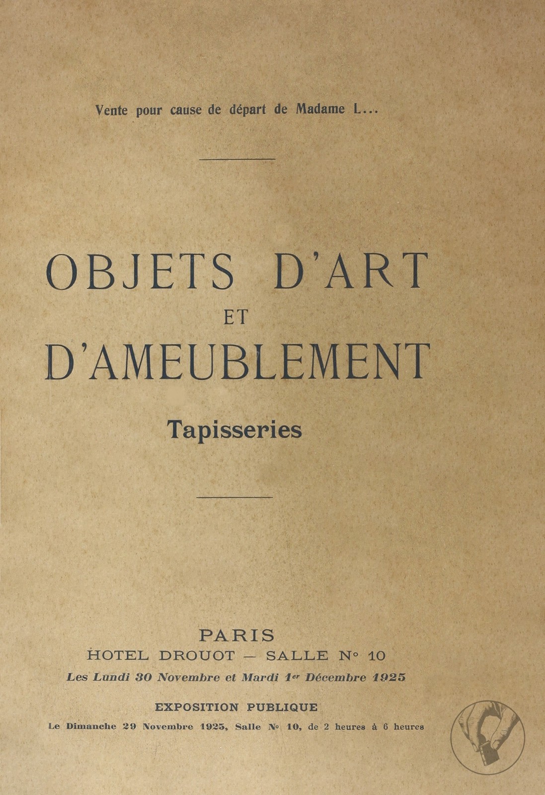 Catalogue d'Objets d'Art et d'Ameublement, Tapisseries
