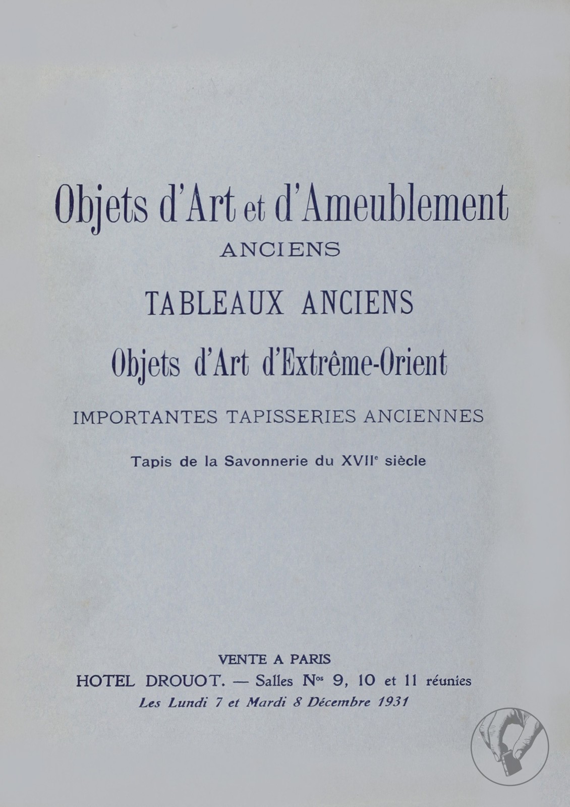 Objets d'Art et d'Ameublement Anciens