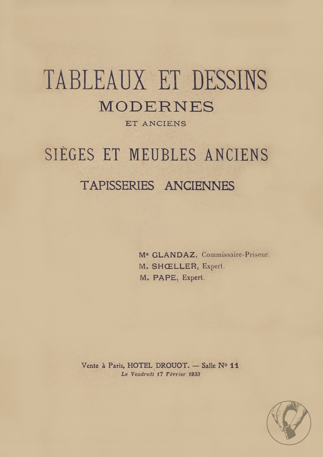 Catalogue des Objets d'Art Anciens et Modernes